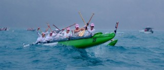 Canoe with outrigger racing, Hamilton Island, Australia.