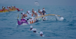 Canoe with outrigger racing, Hamilton Island, Australia.