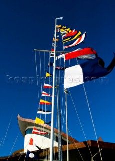 Flag pole outside The Hamilton Island Yacht Club