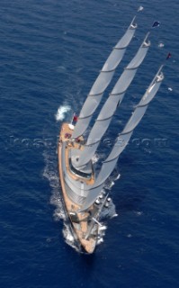 The Maltese Falcon, 88 metres, sailing during the 2007 Superyacht Cup.