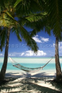 Hommocks at Pearl beach resort on Aitutaki Island, Cook Islands, South Pacific.