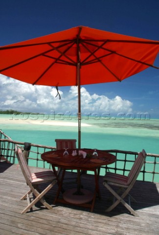 Waterfront view at Pearl beach resort on Aitutaki Island Cook Islands South Pacific