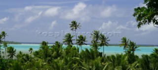 Lagoon on Aitutaki Island, Cook Islands, South Pacific.