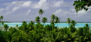 Lagoon on Aitutaki Island, Cook Islands, South Pacific.