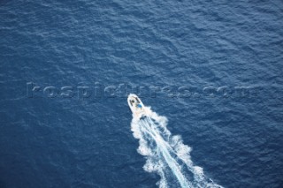 Tender seen off the south coast near Cannes, France.