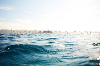 Side view of a superyacht in the mediterranean sea