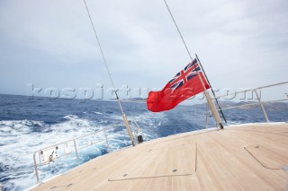 34m superyacht Unfurled sailing in the mediterranean sea