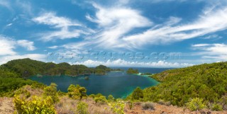 Cruising in Indonesia, elevated view of Wayag, Raja Ampat Islands