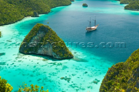 Cruising in Indonesia elevated view of Wayag Raja Ampat Islands