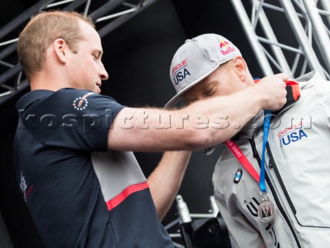 Prize giving ceremonyPrince William Duke of CambridgeJimmy Spithill Skipper and Helmsman