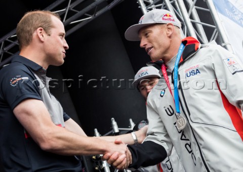 Prize giving ceremonyPrince William Duke of CambridgeJimmy Spithill Skipper and Helmsman