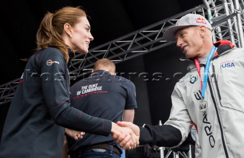 Prize giving ceremonyKate Middleton Duchess of CambridgeJimmy Spithill Skipper and Helmsman