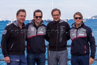 Dean Bassi (direttore sportivo altura SVBG), Ben Ainslie, Mitja Gialuz (Presidente Barcolana), Matt Cornwell (Team Land Rover BAR)