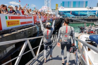 13/02/21 - Auckland (NZL)36th America’s Cup presented by PradaPRADA Cup 2021 - DocksideNicholas Brezzi (Sailor - Luna Rossa Prada Pirelli Team), Shannon Falcone (Sailor - Luna Rossa Prada Pirelli Team), Luna Rossa Prada Pirelli Team Supporters at Base