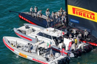 13/02/21 - Auckland (NZL)36th America’s Cup presented by PradaPRADA Cup 2021 - Final Day 1Luna Rossa Prada Pirelli Team with Support Boats