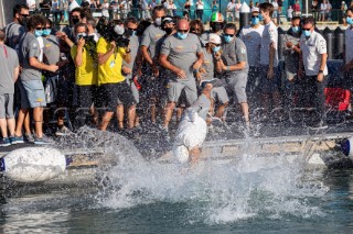 Prada crew celebrate winning the Prada Cup Challenger Series