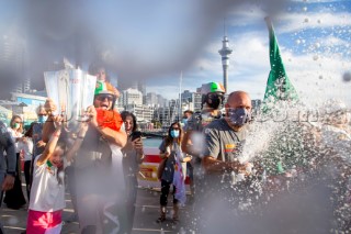 21/02/21 - Auckland (NZL)36th America’s Cup presented by PradaPRADA Cup 2021 - Final Day 4Luna Rossa Prada Pirelli Team recieves the PRADA Cup Trophy, Max Sirena (Team Director & Skipper - Luna Rossa Prada Pirelli Team)