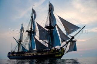 Tall ship LHermione sailing