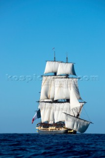 Replica frigate built in Rochefort, France by the Association Hermione La Fayette