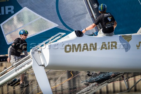 2015 Extreme Sailing Series  Act 5  HamburgOman Air skippered by Stevie Morrison GBR and crewed by N