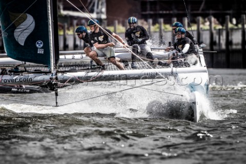 2015 Extreme Sailing Series  Act 5  HamburgOman Air skippered by Stevie Morrison GBR and crewed by N