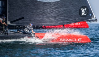 Americas Cup arrives in Muscat.Practice race.Louis Vuitton Americas Cup World Series Oman 2016.First day of racing. ORACLE TEAM USA Skipper and Helmsman - Jimmy SpithillGeneral Manager - Grant SimmerTeam Founder - Larry Ellison (also Executive Chairman of the Board and Chief Technology Officer of ORACLE Corporation)Jimmy Spithill, Tom Slingsby, Kyle Langford, Kinley Fowler, Sam Newton. Muscat ,The Sultanate of Oman.