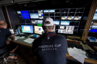 Louis Vuitton Americas Cup World Series Oman 2016. TV compound. Second day of racing, 28th of February 2016. Muscat , The Sultanate of Oman.