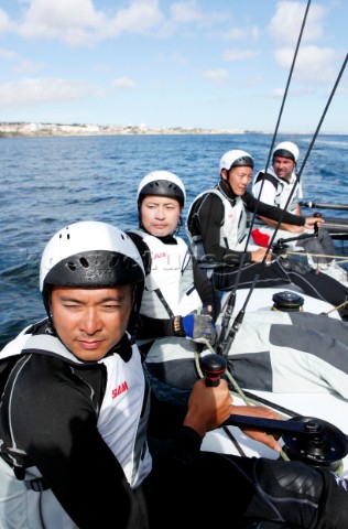 AC45 China Team racing in Americas Cup World Series in Cascais Portugal