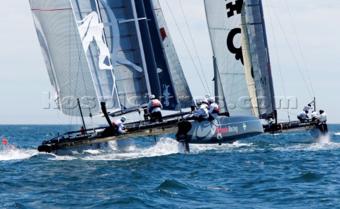 Americas Cup World Series fleet race practice in Cascais Portugal