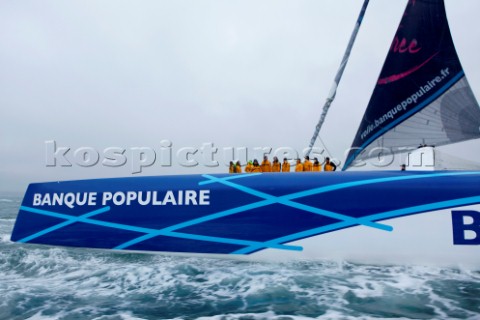 BREST FRANCE  7th JANUARY 2012 Maxi Banque Populaire V FRA the 140 foot trimaran skippered by Loick 