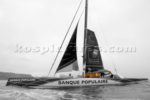 BREST FRANCE  7th JANUARY 2012 Maxi Banque Populaire V FRA the 140 foot trimaran skippered by Loick 