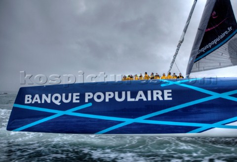 BREST FRANCE  7th JANUARY 2012 Maxi Banque Populaire V FRA the 140 foot trimaran skippered by Loick 