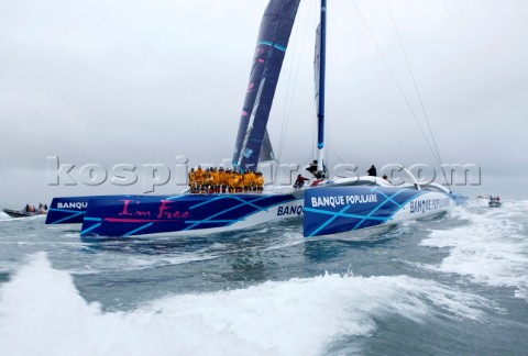 BREST FRANCE  7th JANUARY 2012 Maxi Banque Populaire V FRA the 140 foot trimaran skippered by Loick 