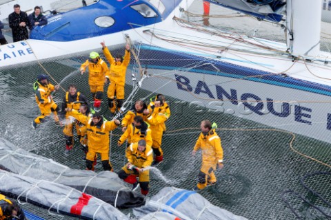 BREST FRANCE  7th JANUARY 2012 Maxi Banque Populaire V FRA the 140 foot trimaran skippered by Loick 