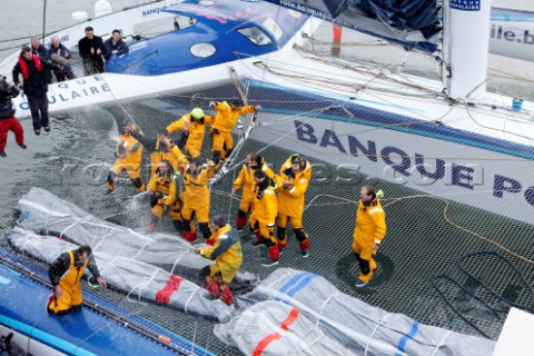 BREST FRANCE  7th JANUARY 2012 Maxi Banque Populaire V FRA the 140 foot trimaran skippered by Loick 