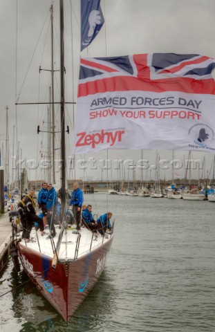 COWES ENGLAND  JUNE 30 Armed Forces Day Solo round the world sailor Dee Caffari MBE appointed a Hono