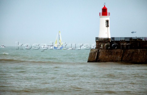 Francois Gabart crossed the Vendee Globe finish line at 141840 UTC today setting a new Vendee Globe 