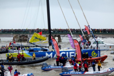 Francois Gabart crossed the Vendee Globe finish line at 141840 UTC today setting a new Vendee Globe 