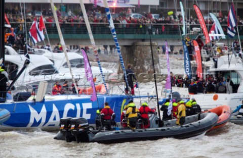 Francois Gabart crossed the Vendee Globe finish line at 141840 UTC today setting a new Vendee Globe 