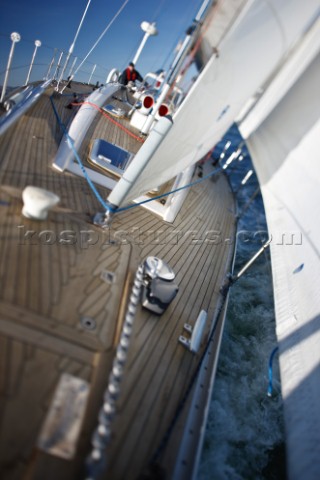 Sean Broe sails aboard the Swan 48 sloop COLIBRI on the waters of San Francisco Bay on October 21 20