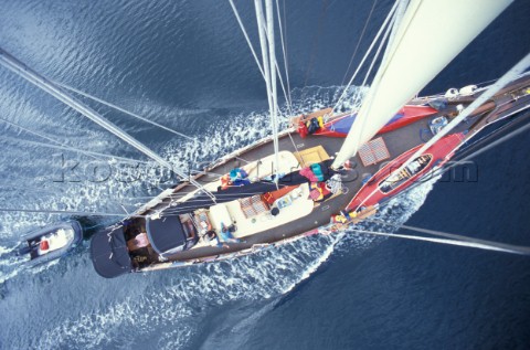 Sailboat looking down from top of Mast