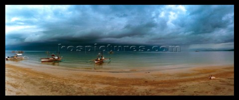 Fishing boats sitting idle on the island of Negros Philippines