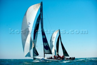 AUDI MEDCUP CIRCUIT, CASCAIS, PORTUGAL, MAY 21ST 2011: Day 4 - TP52 Coastal Race. Synergy (RUS), the fleet race of the Cascais Trophy, Audi MedCup Circuit.