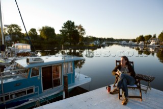 Houseboats can be rented for overnight stays at Fishermans Dock on Cadle Creek in Edgewater, MD, roughly 30 miles north of Washington, D.C. and 10 miles south of Annapolis, MD.   September, 2008