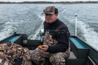 Duck hunting on Muskego Lake in southern Wisconsin.