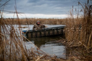 Duck hunting on Muskego Lake in southern Wisconsin.