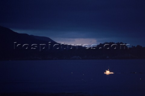 A fishing boat off Carmel in the Monterey Bay area of California