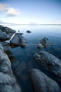 Rocks along the shoreline of Lake Sebago, Maine.  This image was taken in the late afternoon while at the 2006 photographers retreat at Camp O-At-Ka, Maine