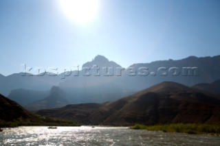 Rafting down the Colorado River through the Grand Canyon, Arizona.