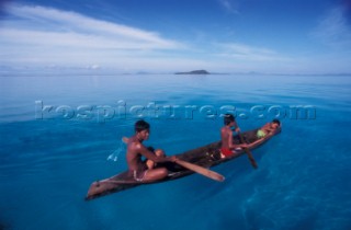 Bajau family on their way to catch fish.  Sabah/Borneo/Malaysia.